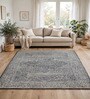 Grey Geometric Wool And Cotton 8 X 5 Feet Hand Tufted Carpet