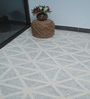 Grey Geometric Wool And Cotton 8 X 5 Feet Hand Tufted Carpet