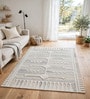 Grey Geometric Wool And Cotton 5 X 8 Ft Hand Tufted Carpet