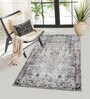 Grey Abstractal Microfiber 3 x 5 Feet Machine Made Carpet
