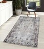 Grey Abstractal Microfiber 3 x 5 Feet Machine Made Carpet