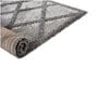Grey Geometrical Polyester 3 ft X 5 ft Machine Made Carpet