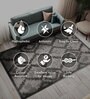 Grey Geometrical Polyester 3 ft X 5 ft Machine Made Carpet