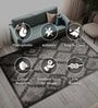 Grey Geometrical Polyester 4 ft X 6 ft Machine Made Carpet