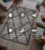Grey Geometrical Polyester 4 ft X 6 ft Machine Made Carpet