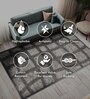 Grey Geometrical Polyester 4 ft X 6 ft Machine Made Carpet