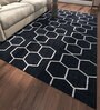 Grey Geometrical Polyester 5 ft X 8 ft Flat Weaves