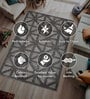Grey Geometrical Polyester 6 ft x 9 ft Machine Made Carpet
