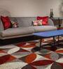 Grey Geometrical Polyester 6 x 9 Feet Machine Made Carpet