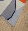 Grey Geometrical Wool 5 ft X 8 ft Rectangle Flat Weaves
