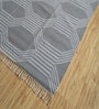 Grey Geometrical Wool 6 ft X 9 ft Rectangle Flat Weaves