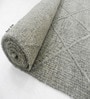 Grey Geometrical Wool 8X5 Feet Hand Woven Carpet