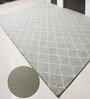Grey Geometrical Wool 8X5 Feet Hand Woven Carpet