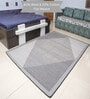 Grey Geometrical Wool 8X5 Feet Hand Woven Carpet
