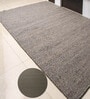 Grey Geometrical Wool 8X5 Feet Hand Woven Carpet