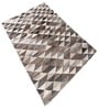 Grey Geometrical Wool 8X6 Feet Hand Woven Carpet