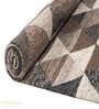 Grey Geometrical Wool and Cotton 5 ft x 7 ft Hand Woven Carpet