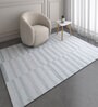 Grey Geometrical Wool and Viscose 5 ft X 8 ft Flat Weaves