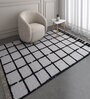 Grey Geometrical Wool and Viscose 5 ft X 8 ft Flat Weaves