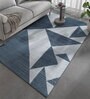 Grey Geometrical Wool and Viscose 5 ft X 8 ft Flat Weaves