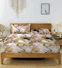 Grey Glace Cotton Geometric Elastic Fitted King Bedsheet With 2 Pillow Covers