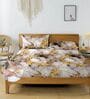 Grey Glace Cotton Geometric Elastic Fitted King Bedsheet With 2 Pillow Covers