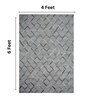 Grey Hair On Leather Geometrical Hand Woven 4X6ft   Carpet