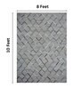 Grey Hair On Leather Geometrical Hand Woven 8ftX10ft Carpet