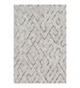 Grey Hair On Leather Geometrical Hand Woven 8ftX10ft Carpet