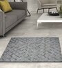 Grey Hair On Leather Geometrical Hand Woven 8ftX10ft Carpet