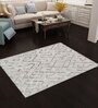 Grey Hair On Leather Geometrical Hand Woven 8ftX10ft Carpet