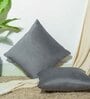 Grey Holland Velvet Solid 16X16 Inches Cushion Cover