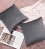 Grey Holland Velvet Solid 16X16 Inches Cushion Cover