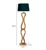 Grey Iron & Cloth Shade Club Floor Lamp With Wood Base