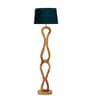 Grey Iron & Cloth Shade Club Floor Lamp With Wood Base