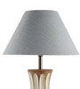 Grey Iron & Cloth Shade Table Lamp With White Base