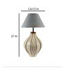 Grey Iron & Cloth Shade Table Lamp with White Base