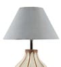 Grey Iron & Cloth Shade Table Lamp with White Base