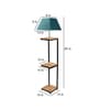 Grey Iron &Velwet Shade Floor Lamp With Black & Natural Base