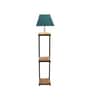 Grey Iron &Velwet Shade Floor Lamp With Black & Natural Base