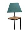 Grey Iron &Velwet Shade Floor Lamp With Black & Natural Base