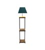 Grey Iron &Velwet Shade Floor Lamp With Black & Natural Base