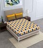 Mustard Geometric 120 TC Cotton Queen Sized Bedsheet with 2 Pillow Cover
