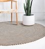 Grey Jute Hand Woven 6 X 6 Feet Round Carpet