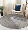Grey Jute Solid 48 x 48 Inches Hand Woven Round Carpet