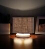Grey Jute Table Lamp with White wood base -38