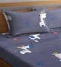 Grey Characters 300 TC Cotton Blend Double Size Bedsheet With 2 Pillow Covers