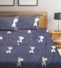 Grey Characters 300 TC Cotton Blend Double Size Bedsheet With 2 Pillow Covers
