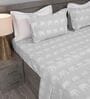 Grey Mandala Elephant Print 210 TC 100% Cotton Superking Bedsheet with 2 Pillow Covers