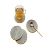 Grey Marble Brass Ring Coasters (Set Of 4)